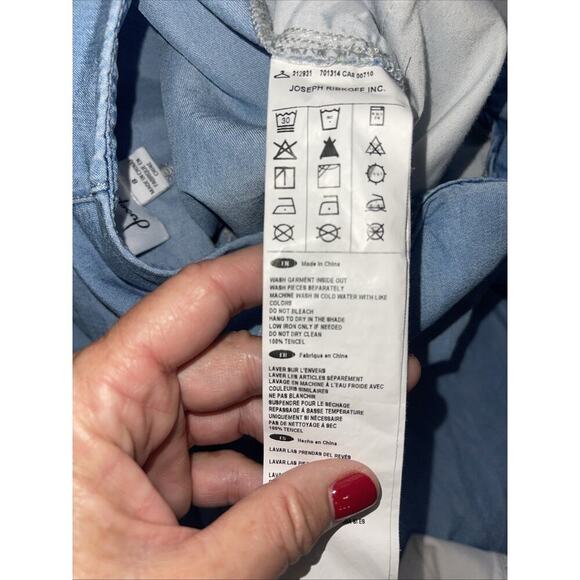 Joseph Ribkoff Sz 8 Wide-Leg Jeans Light Weight Baggy Light Wash Pleats 80s Y2K - Picture 13 of 13